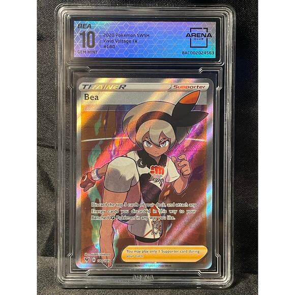 2020 Pokémon Bea #180 Vivid Voltage Full Art ArenaClub Graded GEM MINT 10 - Picture 1 of 4